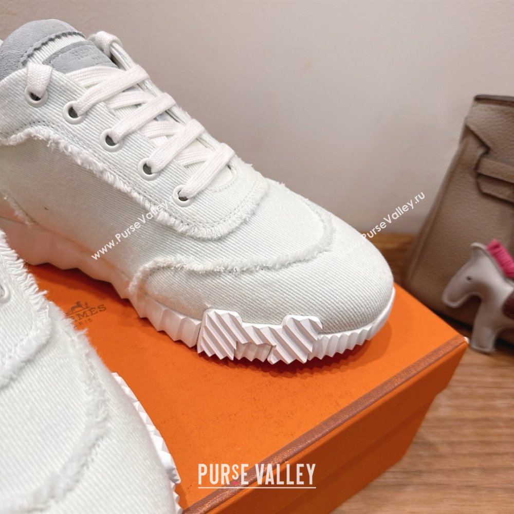 Hermes Bouncing Sneakers in Fringed H Canvas White/Green 2025 1222 (MD-251222071)