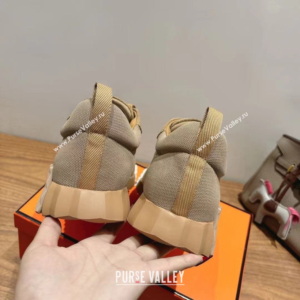 Hermes Bouncing Sneakers in Cotton Canvas and Suede Brown/Grey 2025 1221 (MD-251222078)