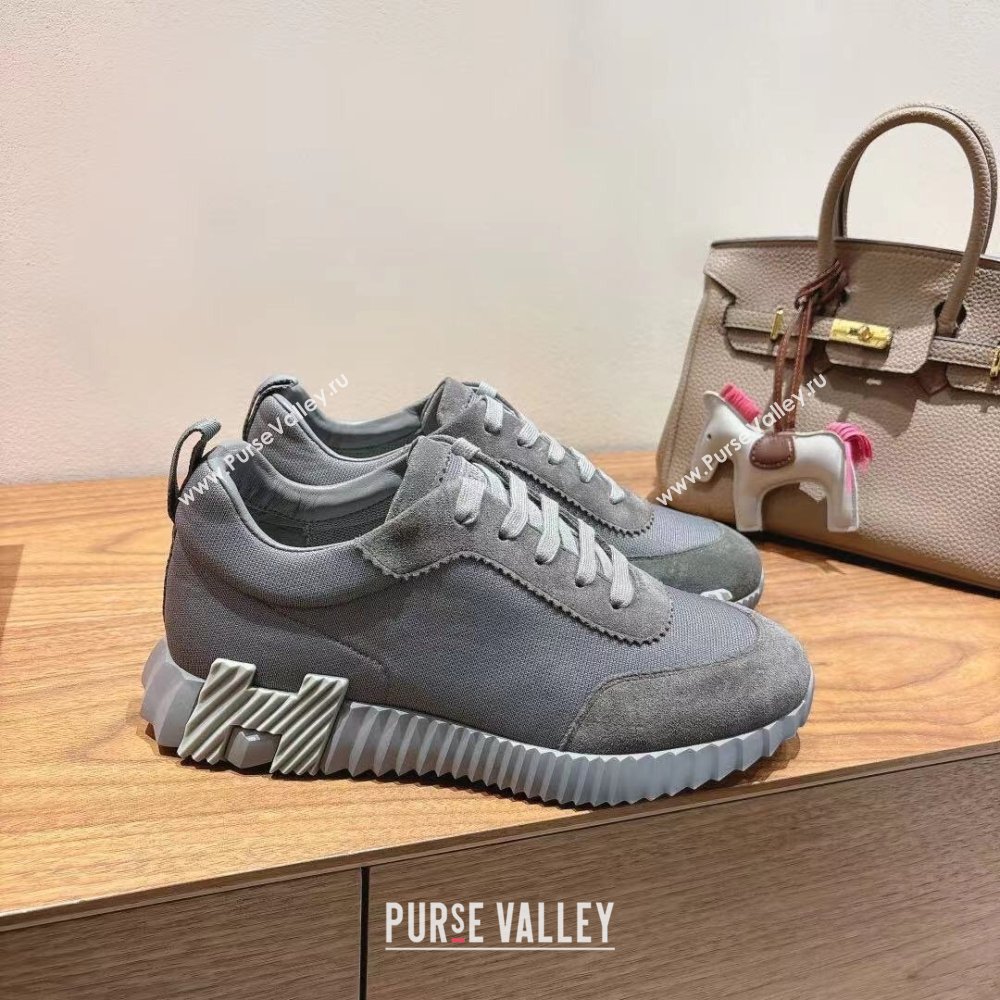 Hermes Bouncing Sneakers in Cotton Canvas and Suede Dark Grey 2025 1221 (MD-251222079)