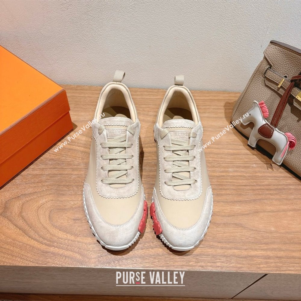 Hermes Bouncing Sneakers in Leather and Suede Light Beige 2025 1220 (MD-251222083)