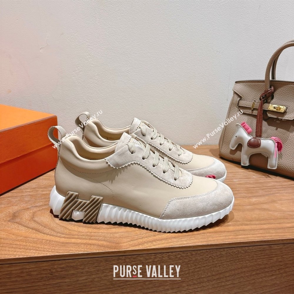 Hermes Bouncing Sneakers in Leather and Suede Light Beige 2025 1220 (MD-251222083)