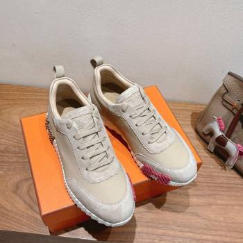 Hermes Bouncing Sneakers in Leather and Suede Light Beige 2025 1220 (MD-251222083)