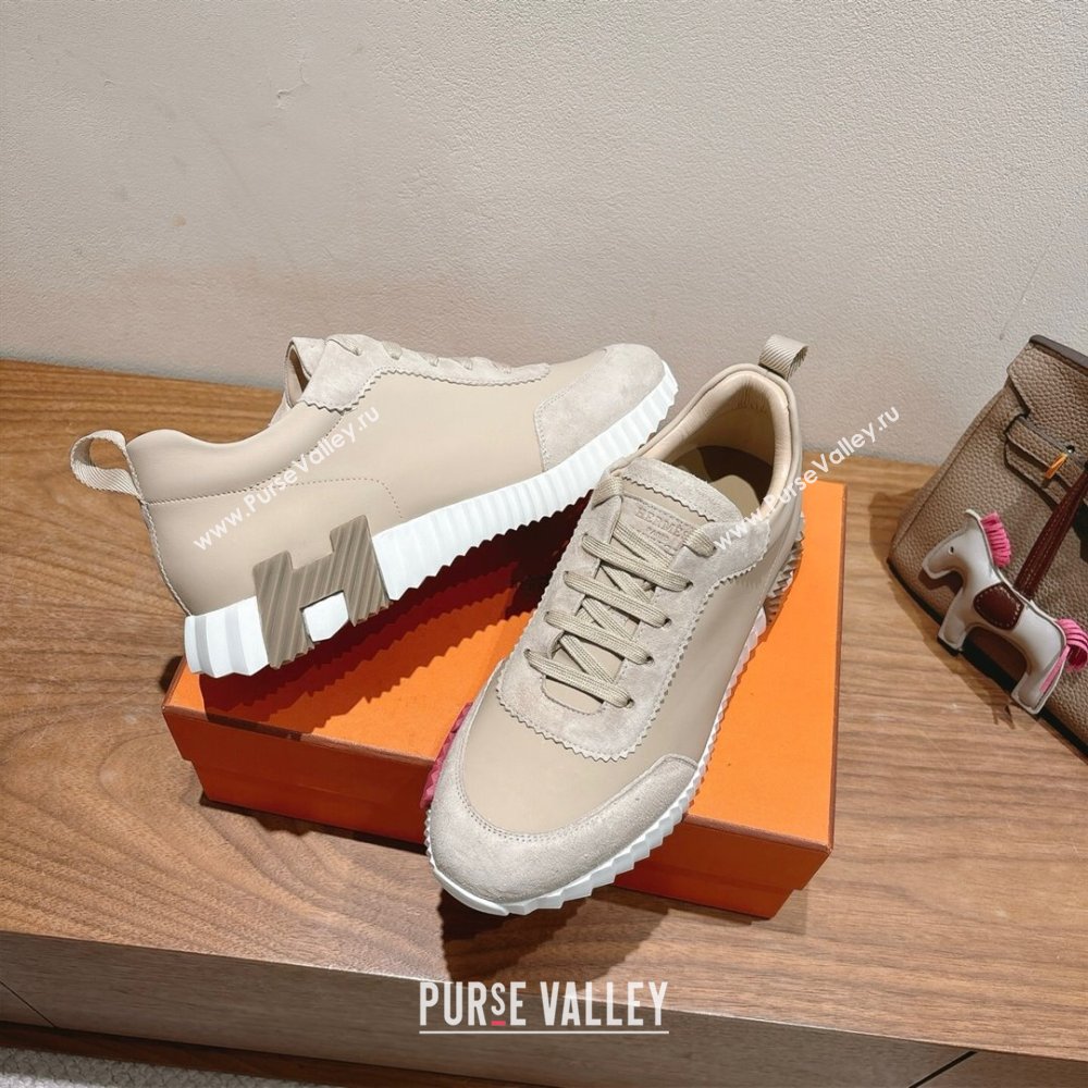 Hermes Bouncing Sneakers in Leather and Suede Light Beige 2025 1220 (MD-251222083)