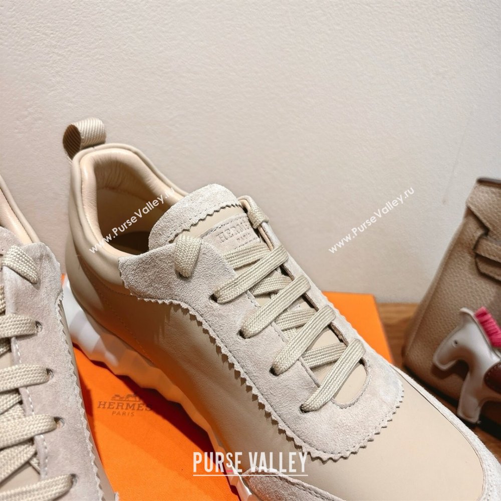 Hermes Bouncing Sneakers in Leather and Suede Light Beige 2025 1220 (MD-251222083)