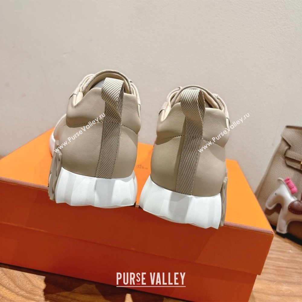 Hermes Bouncing Sneakers in Leather and Suede Light Beige 2025 1220 (MD-251222083)