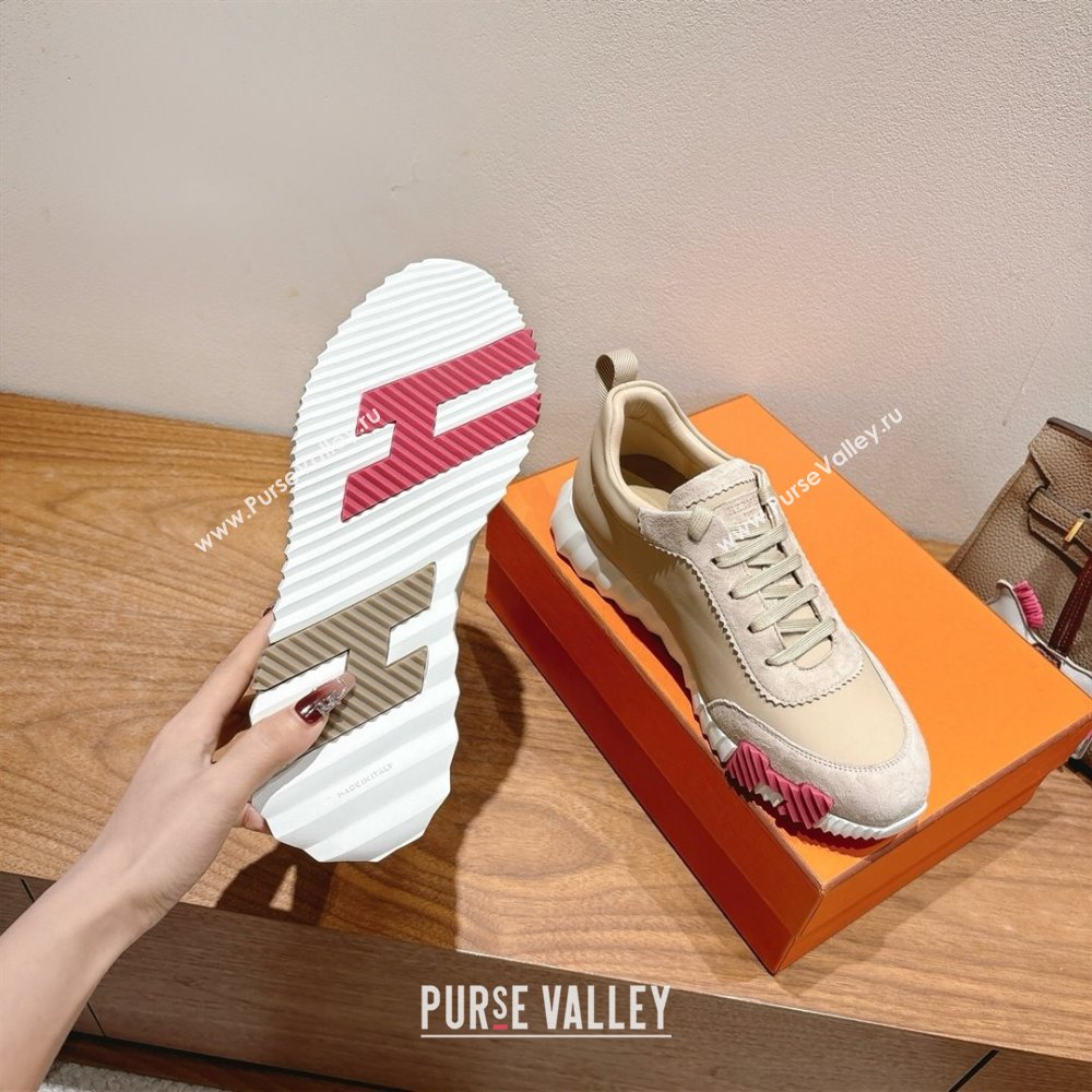 Hermes Bouncing Sneakers in Leather and Suede Light Beige 2025 1220 (MD-251222083)