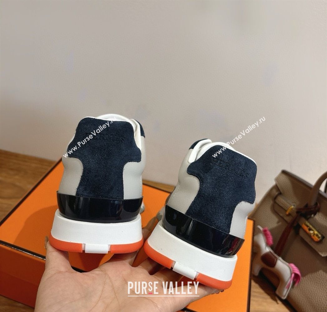 Hermes Trail Sneakers in Calfskin and Suede White/Grey/Blue 2025 1222 (MD-251222011)