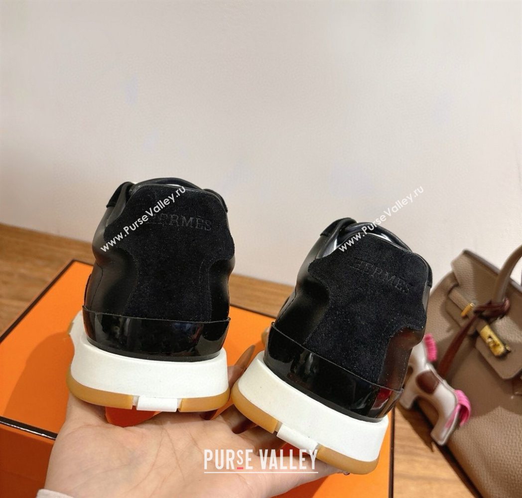 Hermes Trail Sneakers in Calfskin and Suede Black 2025 1222 (MD-251222013)