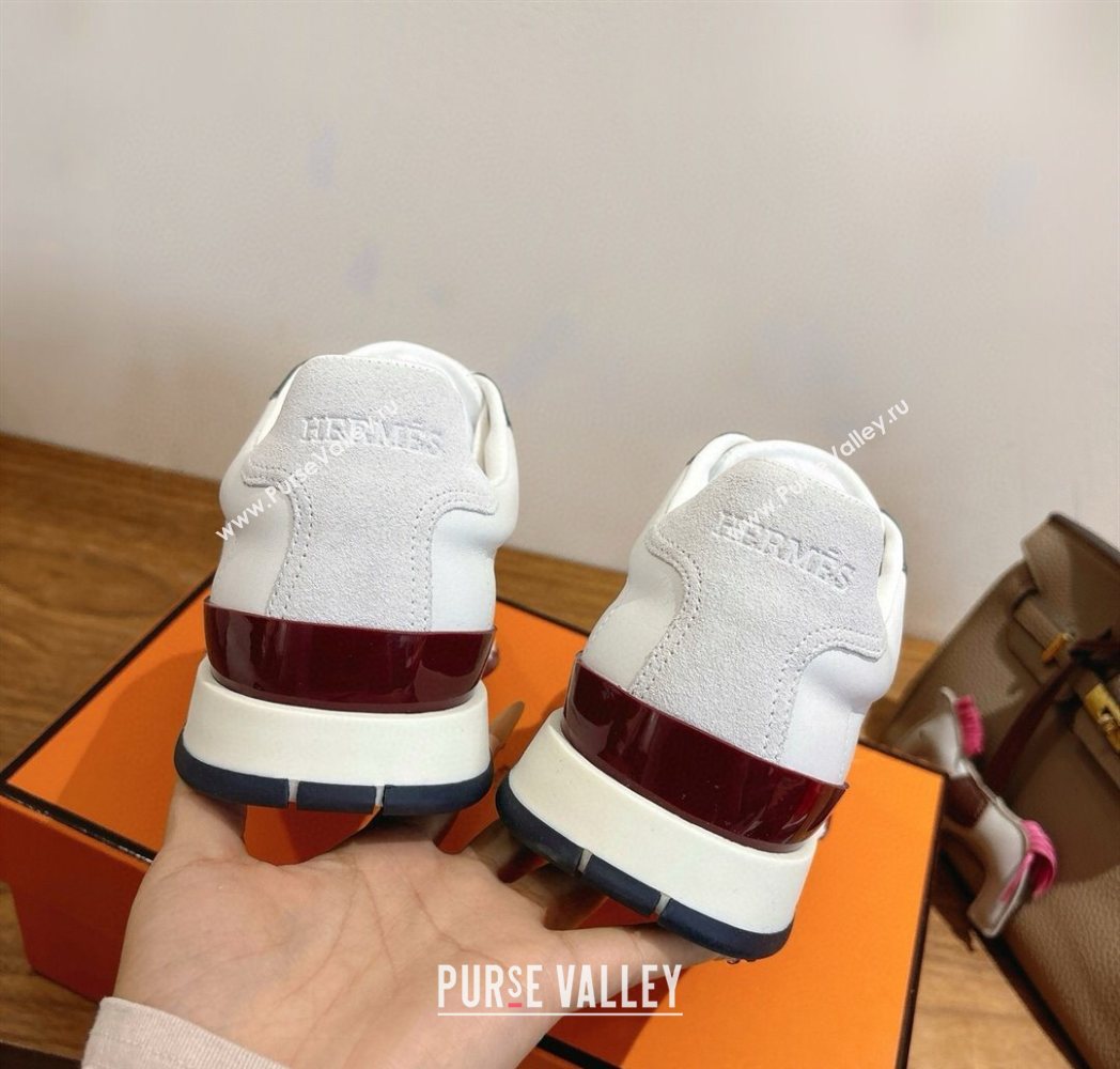 Hermes Trail Sneakers in Calfskin and Suede White/Green 2025 1222 (MD-251222015)