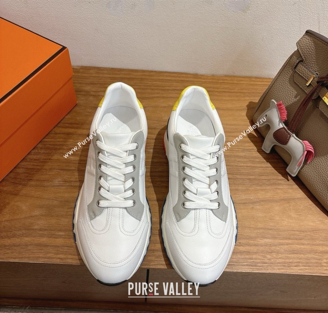 Hermes Trail Sneakers in Calfskin Leather White/Grey 2025 1222 (MD-251222017)