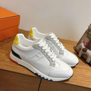Hermes Trail Sneakers in Calfskin Leather White/Grey 2025 1222 (MD-251222017)