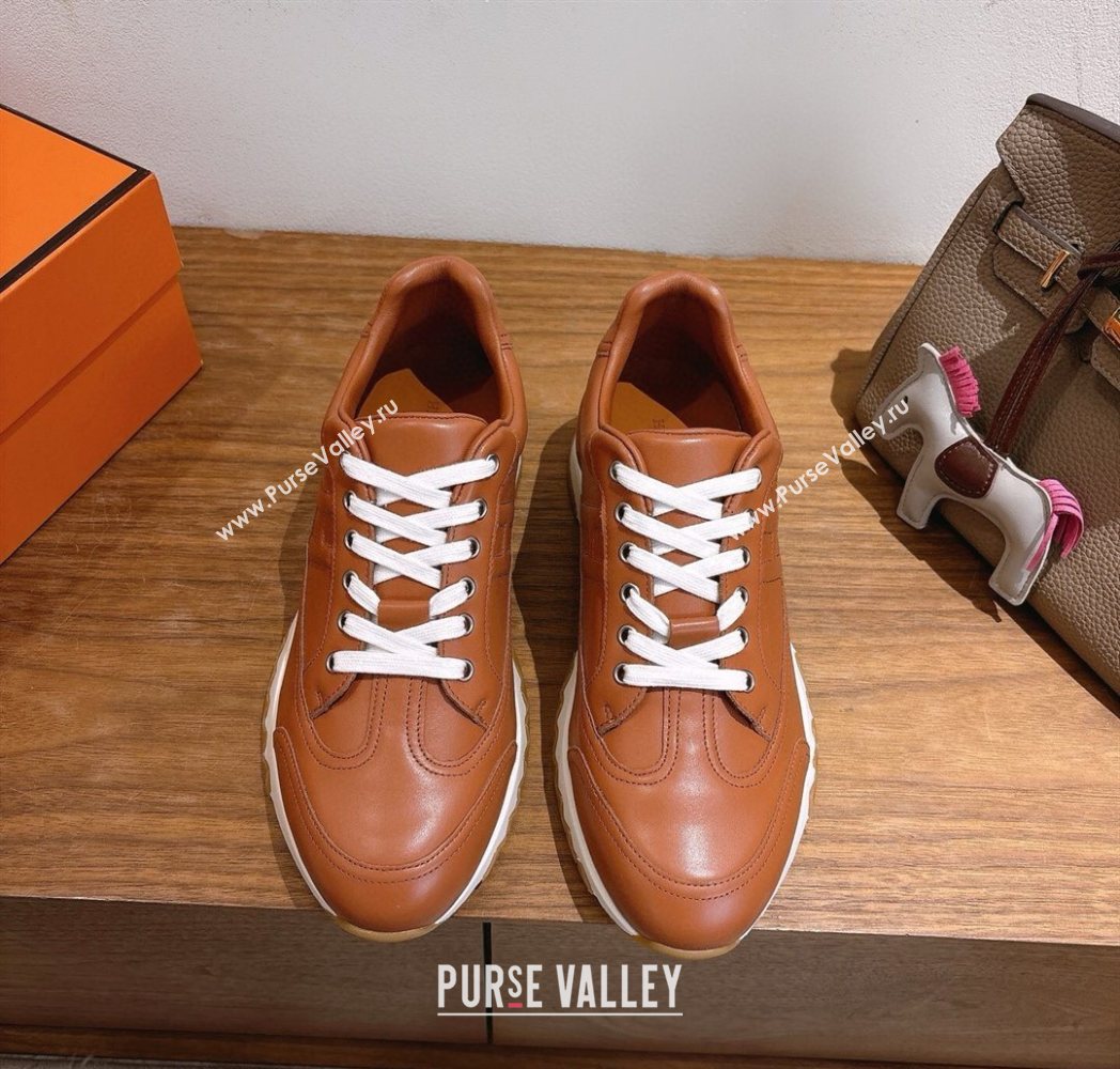 Hermes Trail Sneakers in Calfskin Leather Brown 2025 1222 (MD-251222018)
