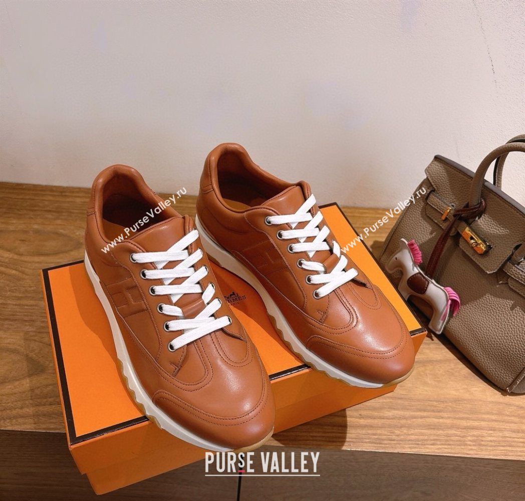 Hermes Trail Sneakers in Calfskin Leather Brown 2025 1222 (MD-251222018)
