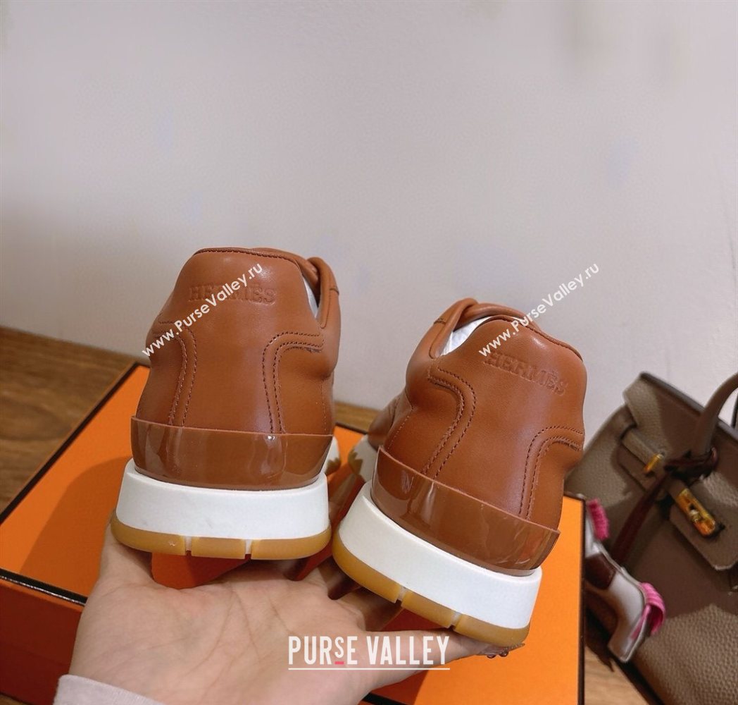 Hermes Trail Sneakers in Calfskin Leather Brown 2025 1222 (MD-251222018)