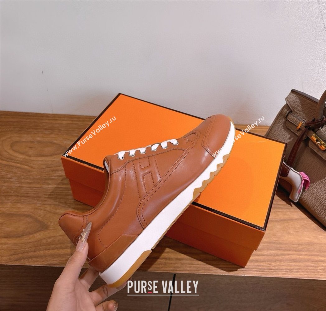 Hermes Trail Sneakers in Calfskin Leather Brown 2025 1222 (MD-251222018)