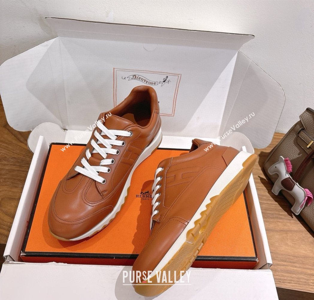 Hermes Trail Sneakers in Calfskin Leather Brown 2025 1222 (MD-251222018)