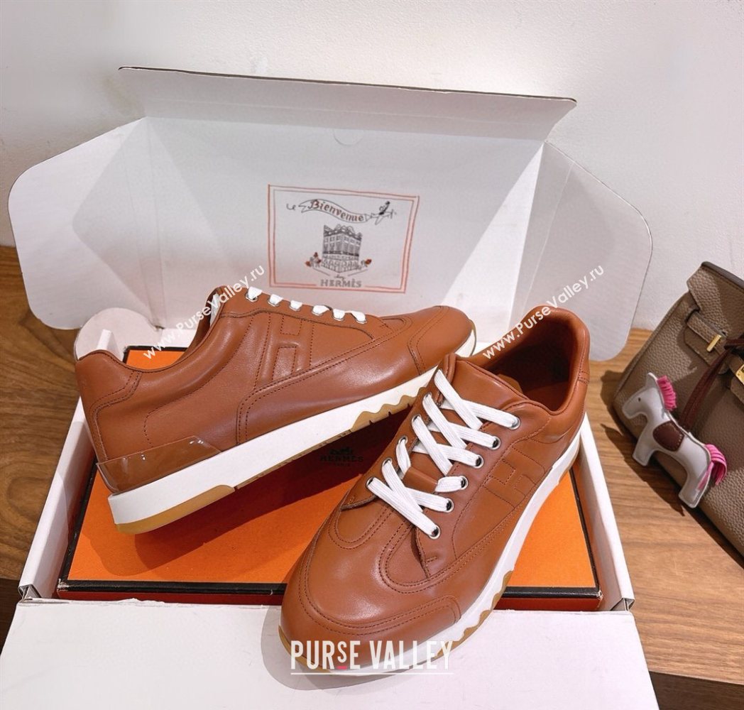 Hermes Trail Sneakers in Calfskin Leather Brown 2025 1222 (MD-251222018)