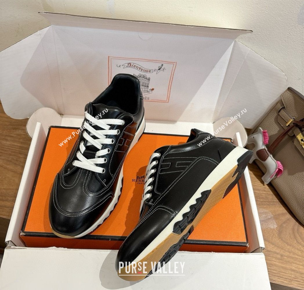 Hermes Trail Sneakers in Calfskin Leather Black 2025 1222 (MD-251222019)