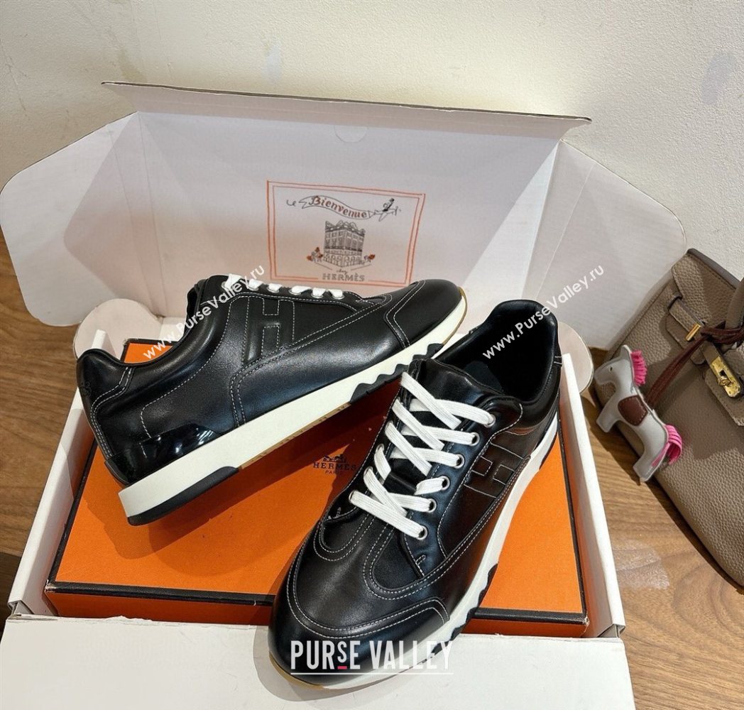 Hermes Trail Sneakers in Calfskin Leather Black 2025 1222 (MD-251222019)
