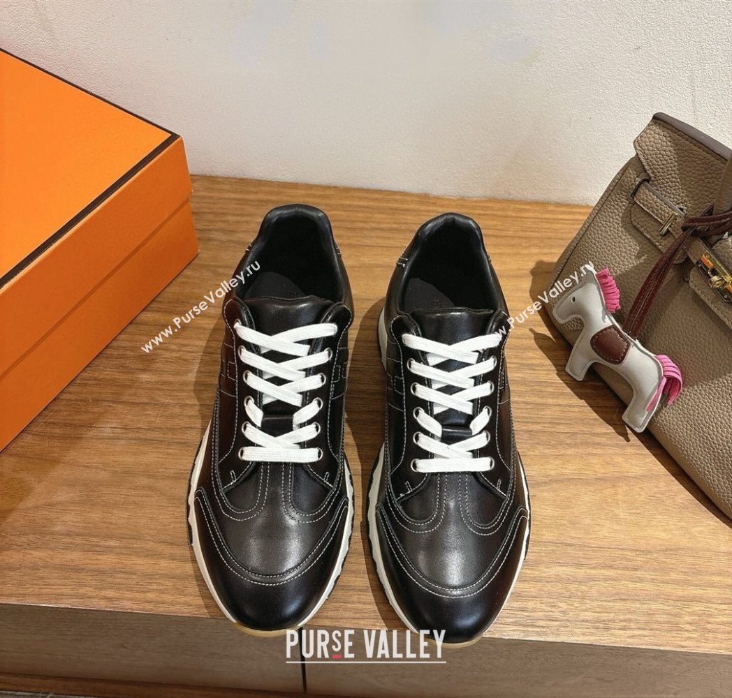 Hermes Trail Sneakers in Calfskin Leather Black 2025 1222 (MD-251222019)
