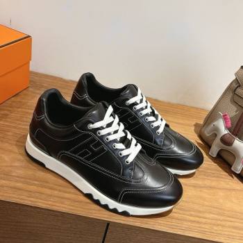 Hermes Trail Sneakers in Calfskin Leather Black 2025 1222 (MD-251222019)