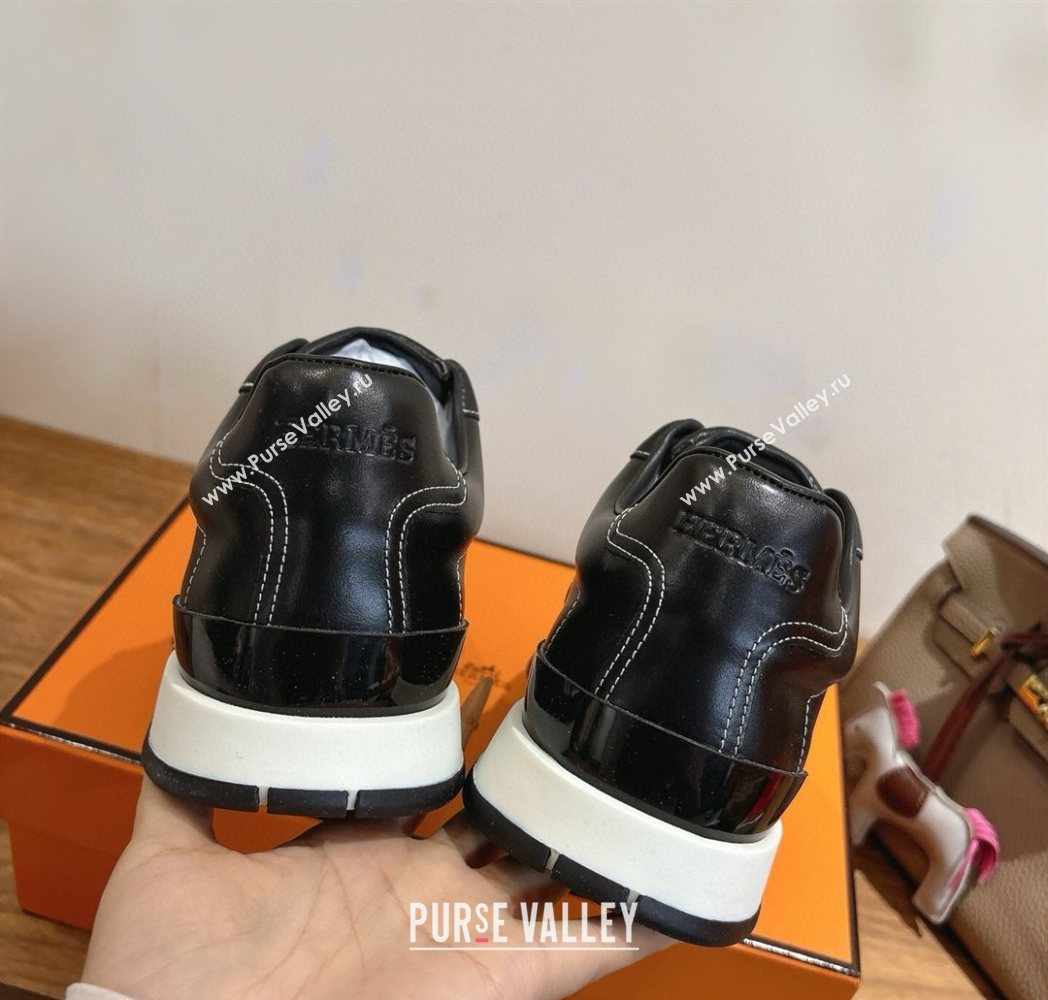 Hermes Trail Sneakers in Calfskin Leather Black 2025 1222 (MD-251222019)