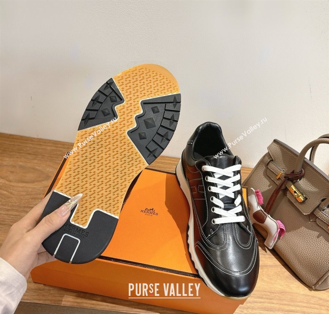 Hermes Trail Sneakers in Calfskin Leather Black 2025 1222 (MD-251222019)