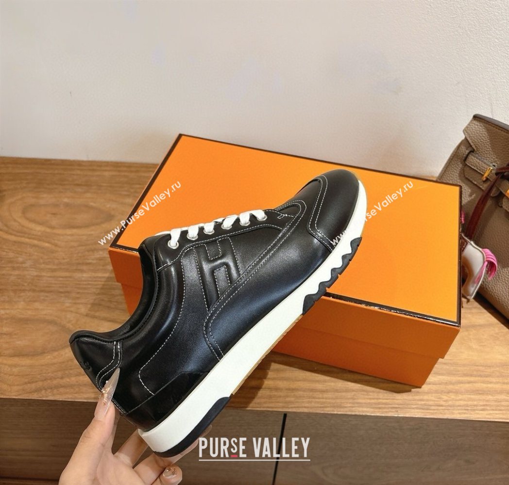 Hermes Trail Sneakers in Calfskin Leather Black 2025 1222 (MD-251222019)