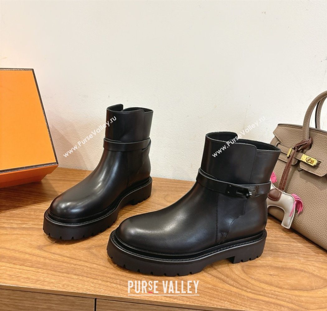 Hermes Jeff Ankle Boots in Calfskin Leather All Black 2025 H252939 (XC-251220036)