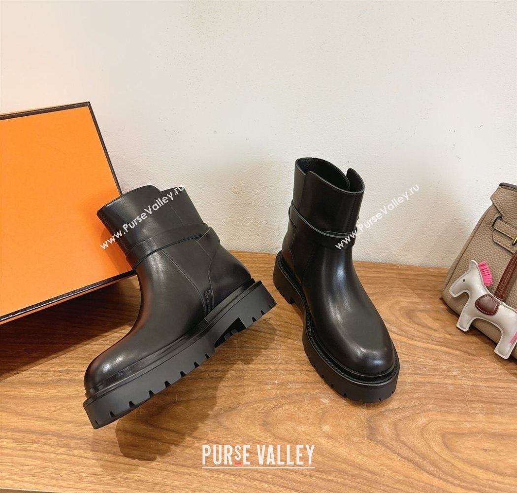 Hermes Jeff Ankle Boots in Calfskin Leather All Black 2025 H252939 (XC-251220036)