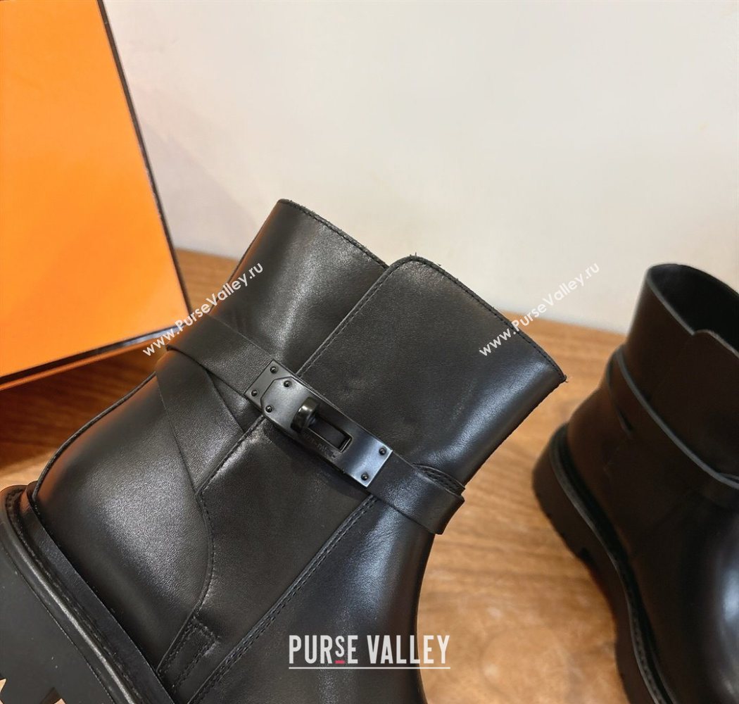 Hermes Jeff Ankle Boots in Calfskin Leather All Black 2025 H252939 (XC-251220036)