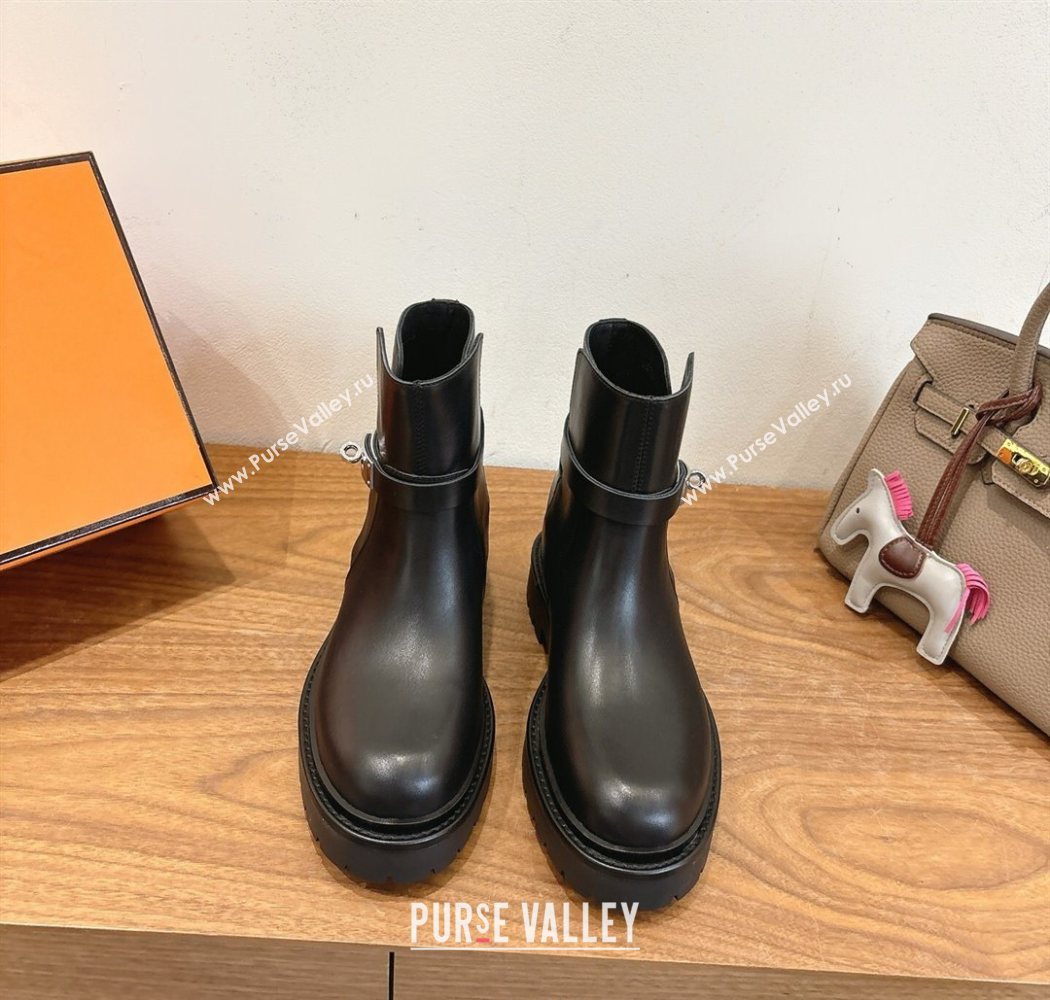 Hermes Jeff Ankle Boots in Calfskin Leather Black/Silver 2025 H252939 (XC-251220037)