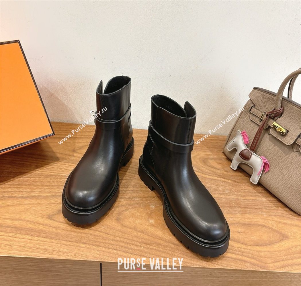 Hermes Jeff Ankle Boots in Calfskin Leather Black/Silver 2025 H252939 (XC-251220037)