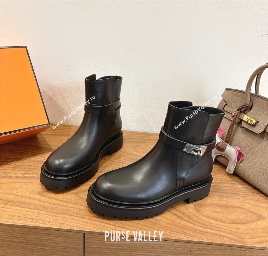 Hermes Jeff Ankle Boots in Calfskin Leather Black/Silver 2025 H252939 (XC-251220037)
