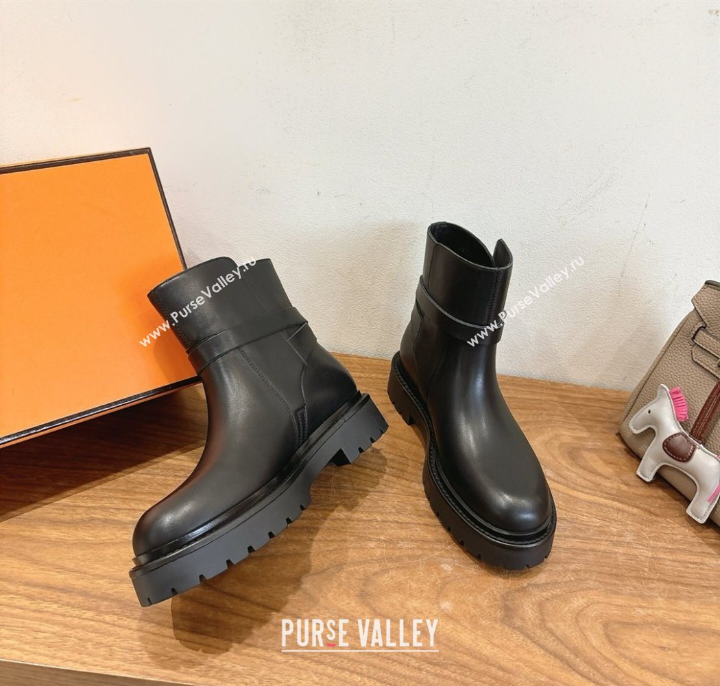 Hermes Jeff Ankle Boots in Calfskin Leather Black/Silver 2025 H252939 (XC-251220037)