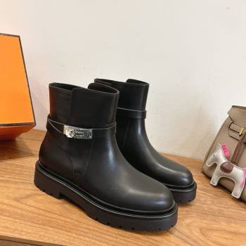 Hermes Jeff Ankle Boots in Calfskin Leather Black/Silver 2025 H252939 (XC-251220037)