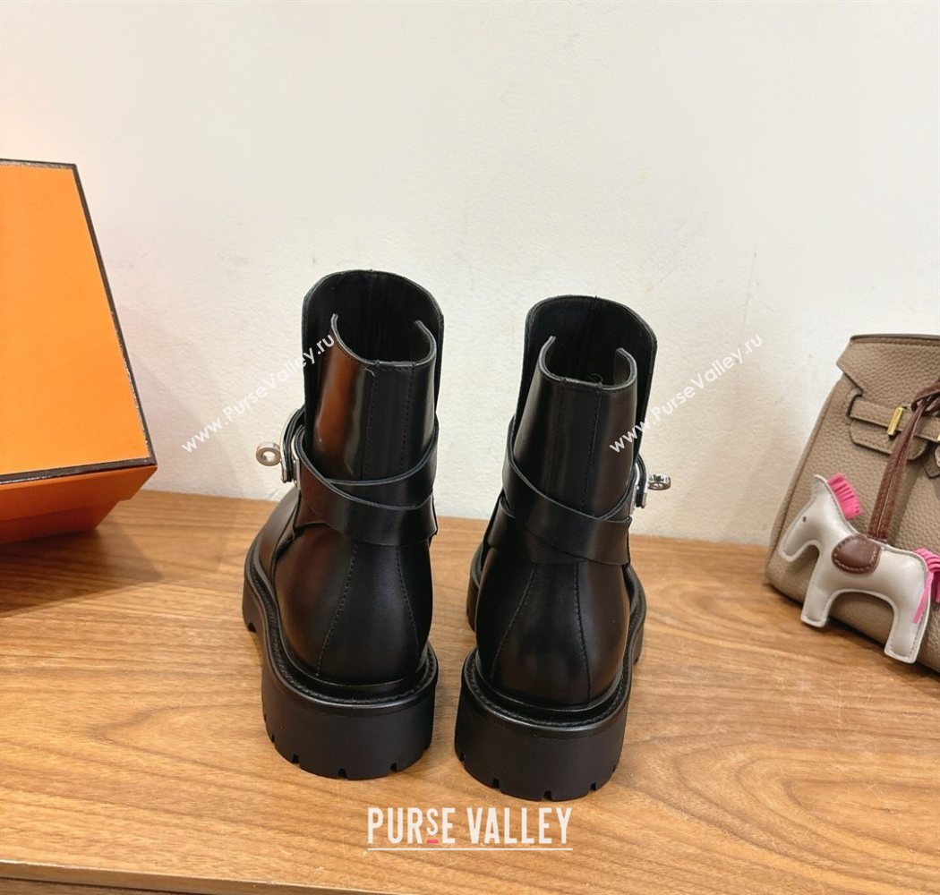 Hermes Jeff Ankle Boots in Calfskin Leather Black/Silver 2025 H252939 (XC-251220037)