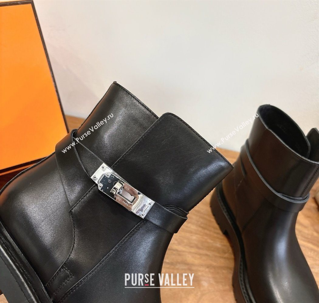 Hermes Jeff Ankle Boots in Calfskin Leather Black/Silver 2025 H252939 (XC-251220037)
