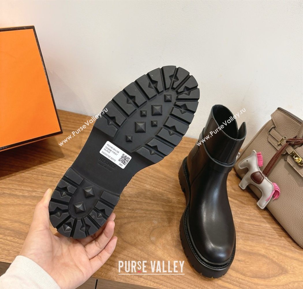 Hermes Jeff Ankle Boots in Calfskin Leather Black/Silver 2025 H252939 (XC-251220037)