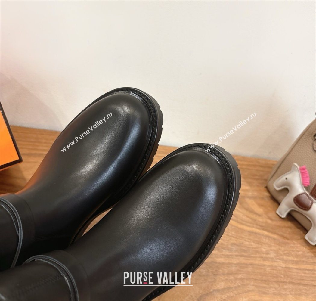 Hermes Jeff Ankle Boots in Calfskin Leather Black/Silver 2025 H252939 (XC-251220037)