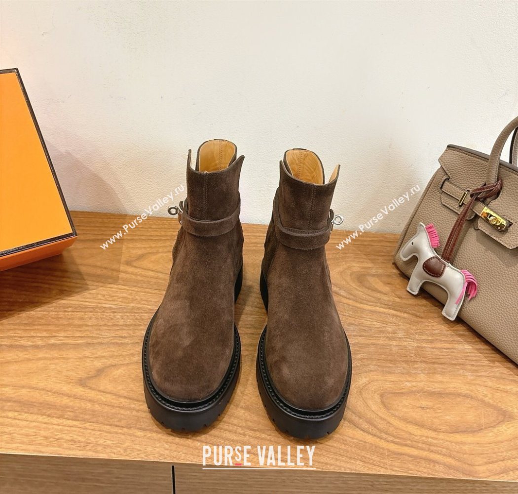 Hermes Jeff Ankle Boots in Calfskin Leather Brown 2025 H252939 (XC-251220038)