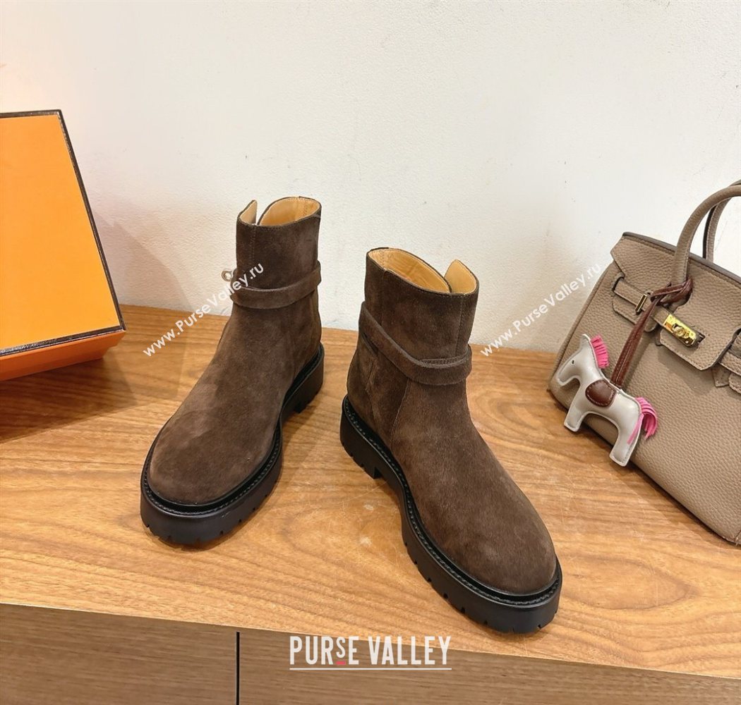 Hermes Jeff Ankle Boots in Calfskin Leather Brown 2025 H252939 (XC-251220038)