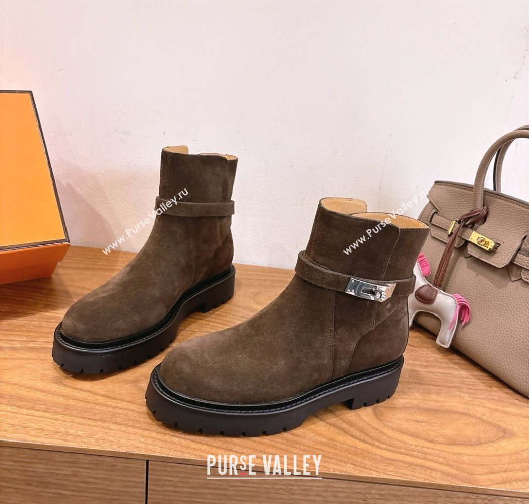 Hermes Jeff Ankle Boots in Calfskin Leather Brown 2025 H252939 (XC-251220038)