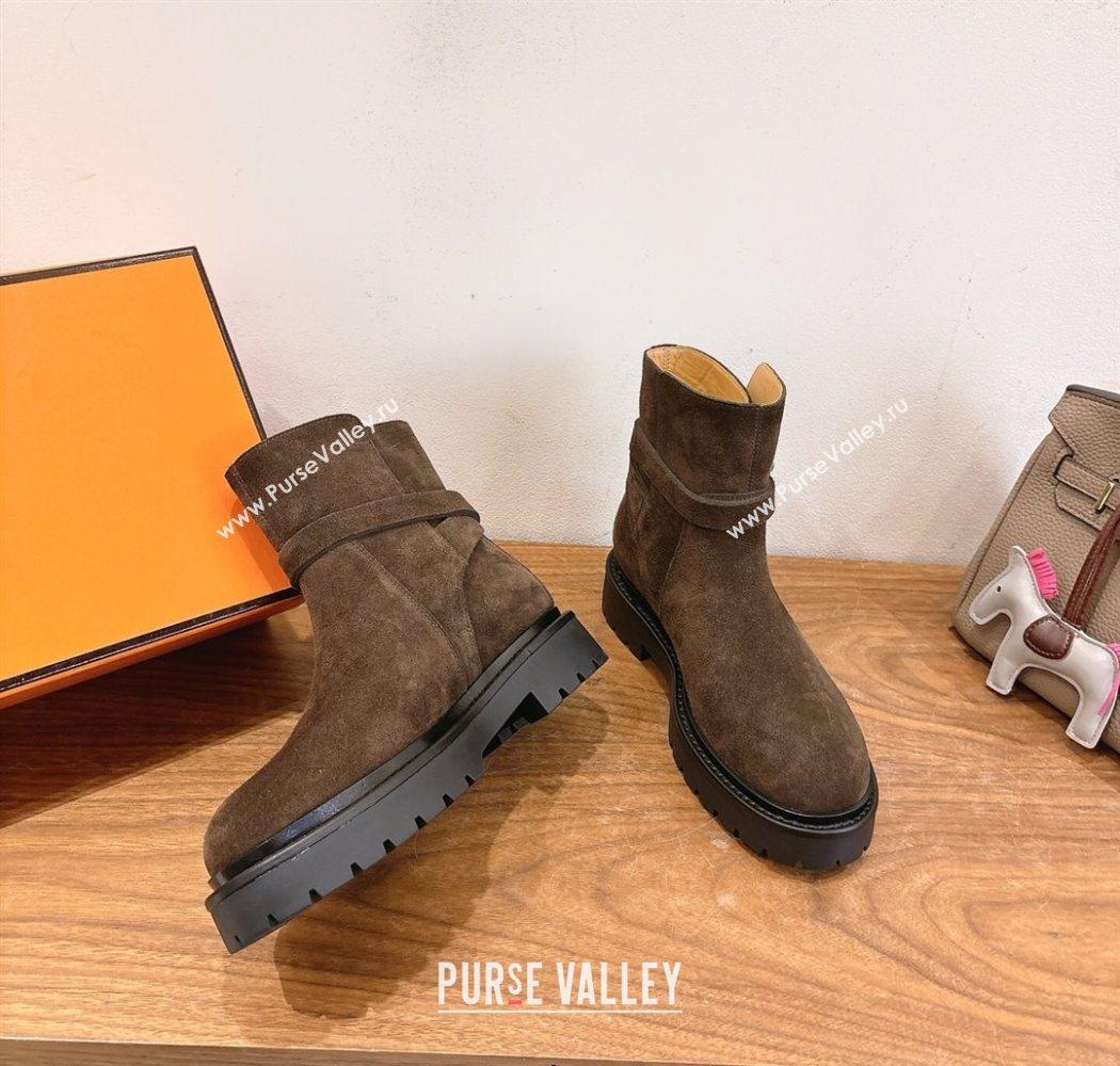 Hermes Jeff Ankle Boots in Calfskin Leather Brown 2025 H252939 (XC-251220038)