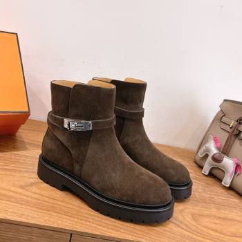 Hermes Jeff Ankle Boots in Calfskin Leather Brown 2025 H252939 (XC-251220038)