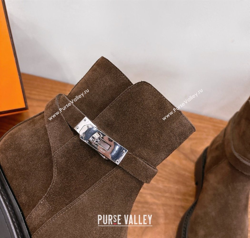 Hermes Jeff Ankle Boots in Calfskin Leather Brown 2025 H252939 (XC-251220038)