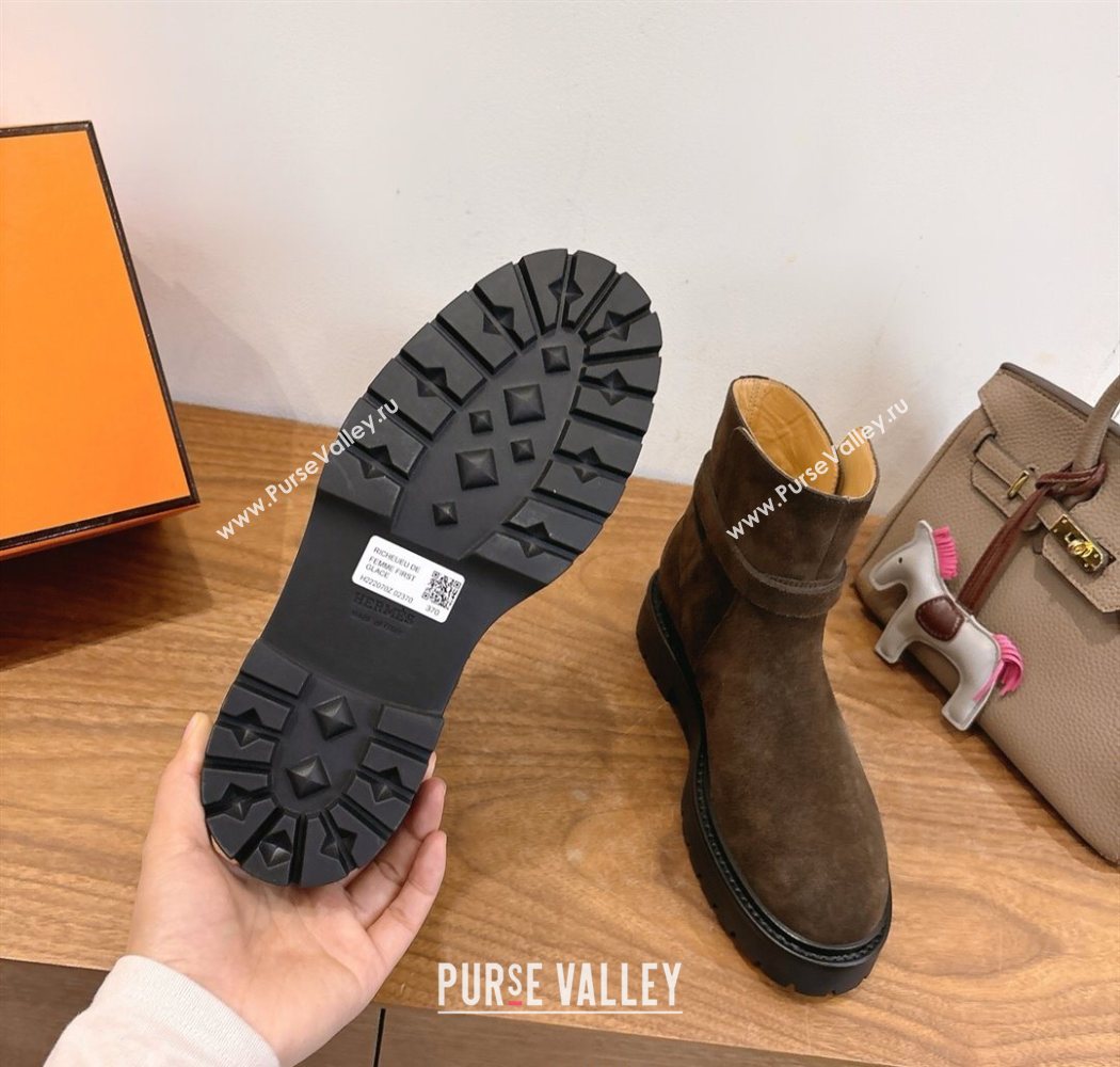 Hermes Jeff Ankle Boots in Calfskin Leather Brown 2025 H252939 (XC-251220038)