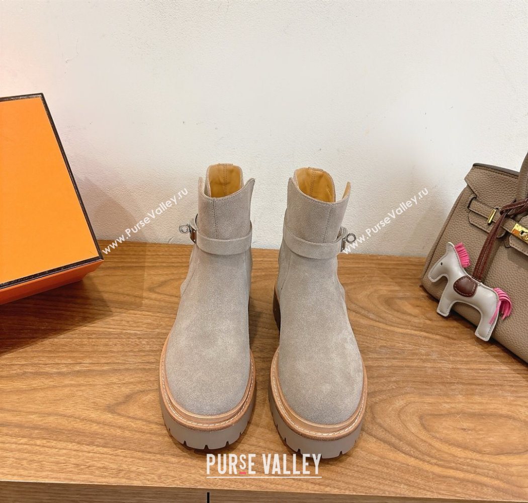 Hermes Jeff Ankle Boots in Calfskin Leather Grey 2025 H252939 (XC-251220039)