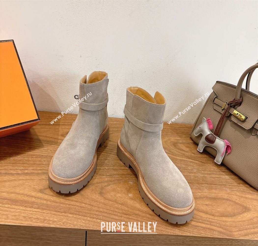 Hermes Jeff Ankle Boots in Calfskin Leather Grey 2025 H252939 (XC-251220039)