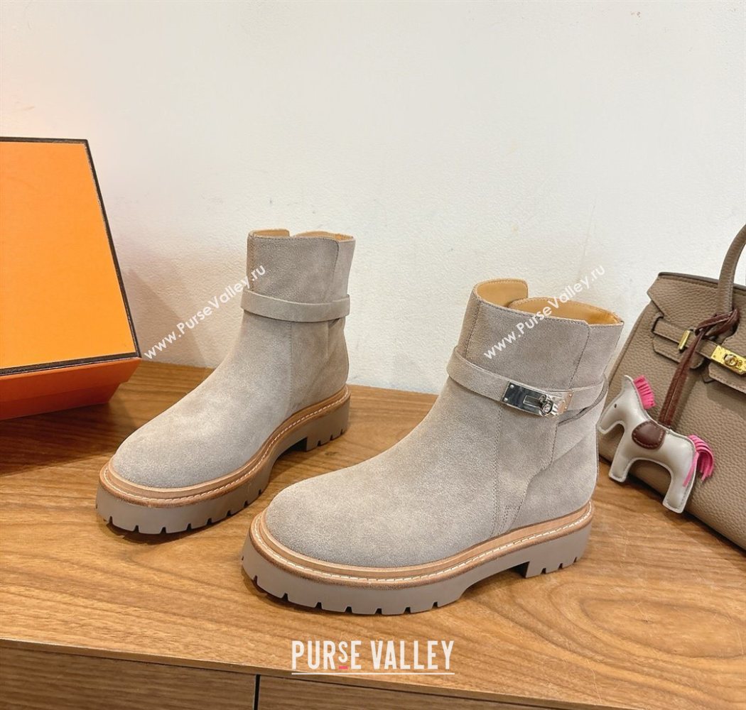 Hermes Jeff Ankle Boots in Calfskin Leather Grey 2025 H252939 (XC-251220039)